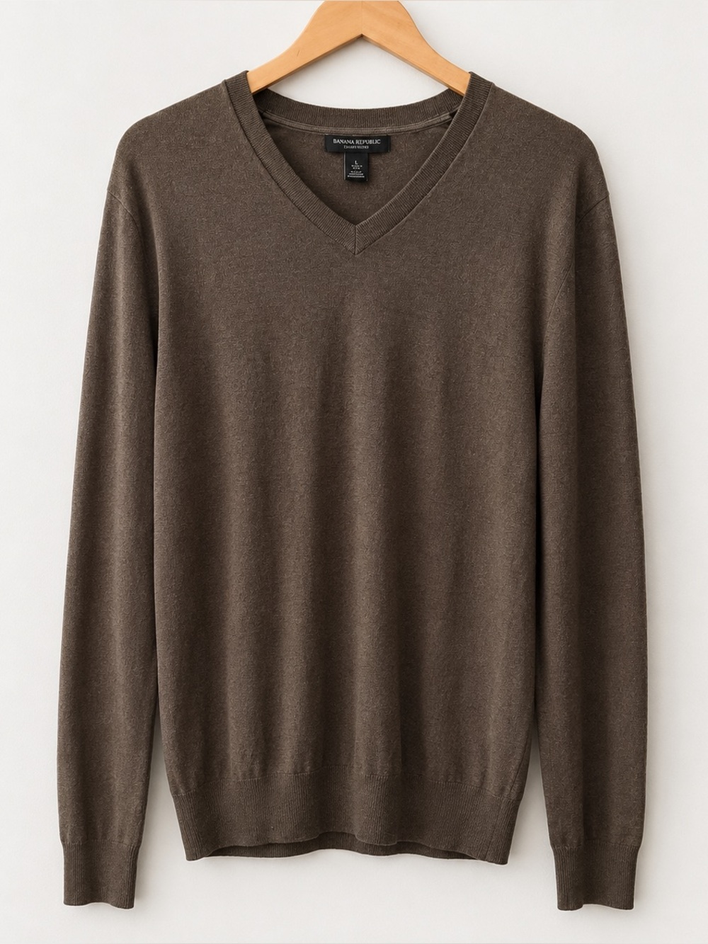 Banana Republic Luxury Blend Silk Cashmere V-Neck Sweater Brown Size Large